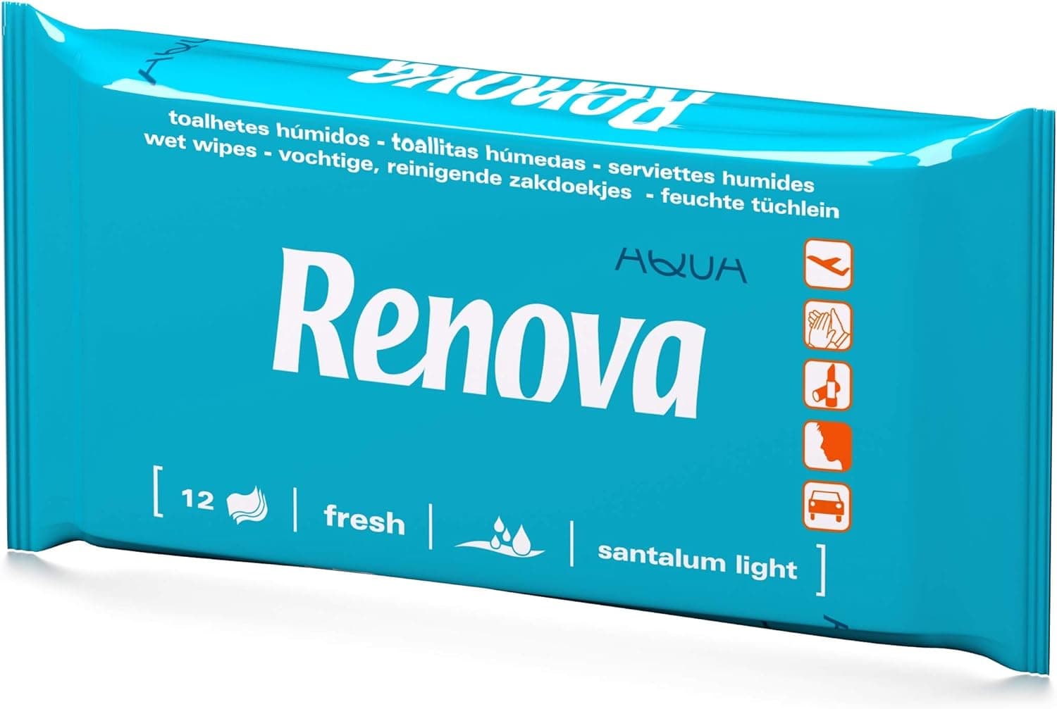 Renova Wet Wipes | Toalhitas húmidas perfumadas para higiene pessoal, 12 unidades