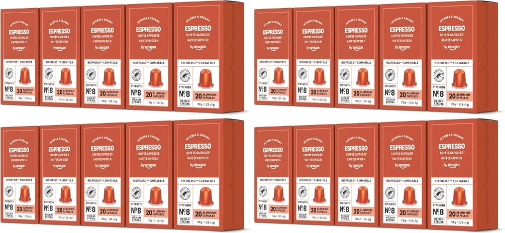 by Amazon - Cápsulas de café expresso, torrada clara, compatíveis com Nespresso, 400 cápsulas
