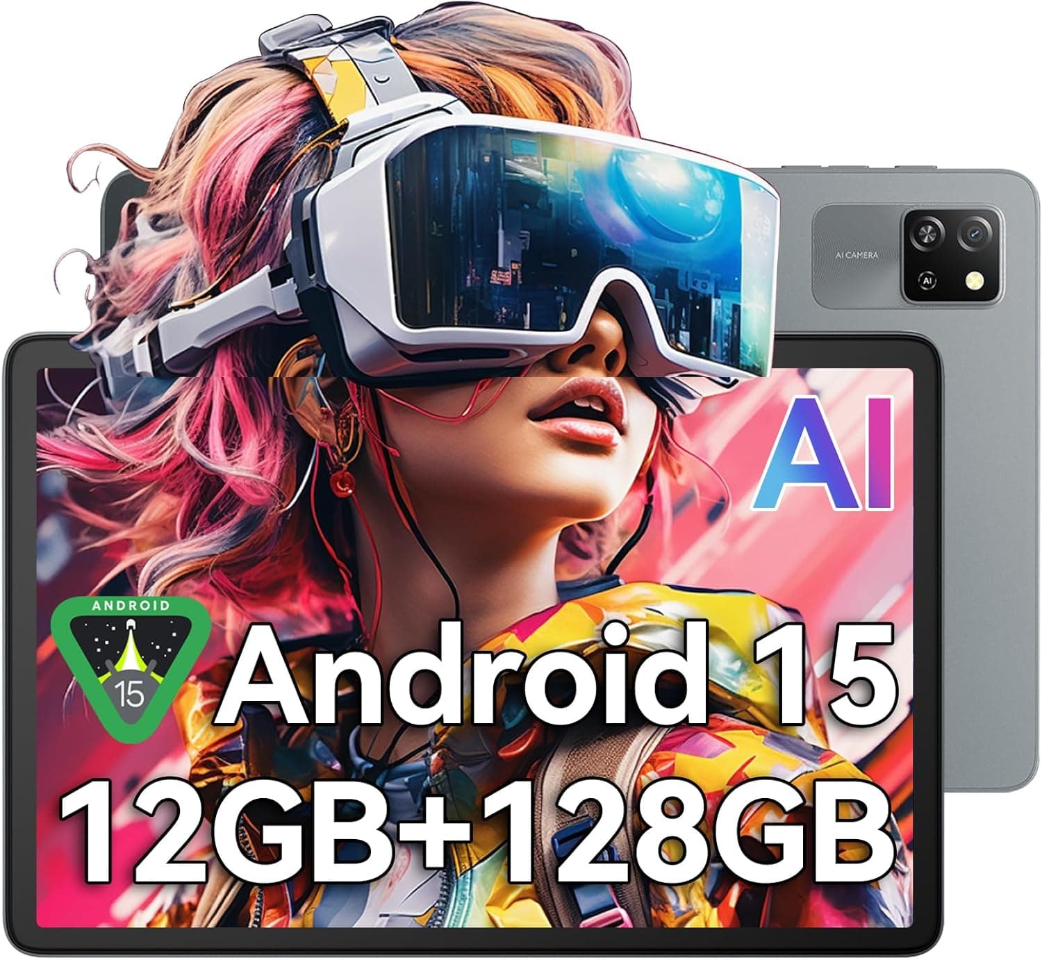 Blackview Tablet Android 15 Tab 60 Wi-Fi de 10 polegadas, tablet PC, 12 GB RAM + 128 GB ROM/2TB TF, WiFi 6 Widevine L1, PC Mode 5100 mAh bateria Tablet Gaming dupla câmara 8 MP / Wi-Fi PS Suite/IPS HD