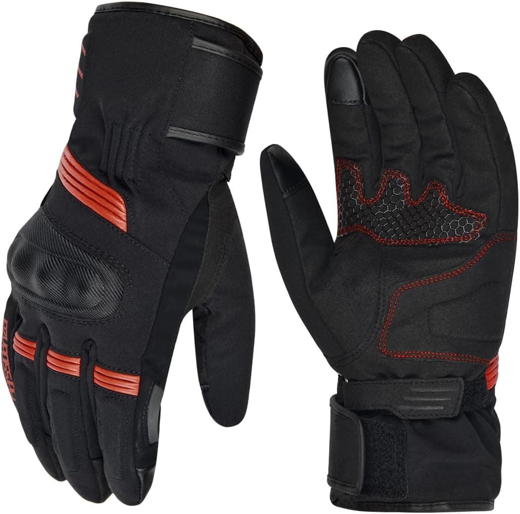 Harssidanzar Luvas de motocicleta à prova de vento com ecrã tátil para homens no inverno frio KM058EU