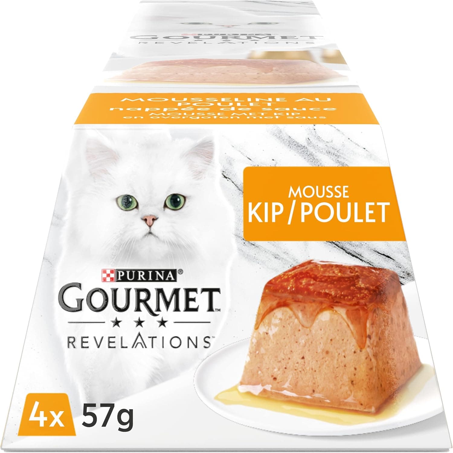 GOURMET Revelations Gaze de frango nappé de molho, porções comida para gato adulto, 4 x 57 g
