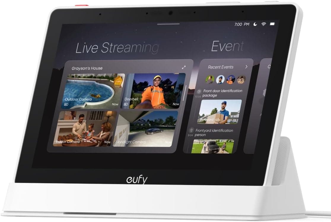 Smart Display da eufy, controlo doméstico, painel de 8", compatível com dispositivos de segurança da eufy, quatro telas em uma, alerta da porta, relatórios diários, sem taxa mensal