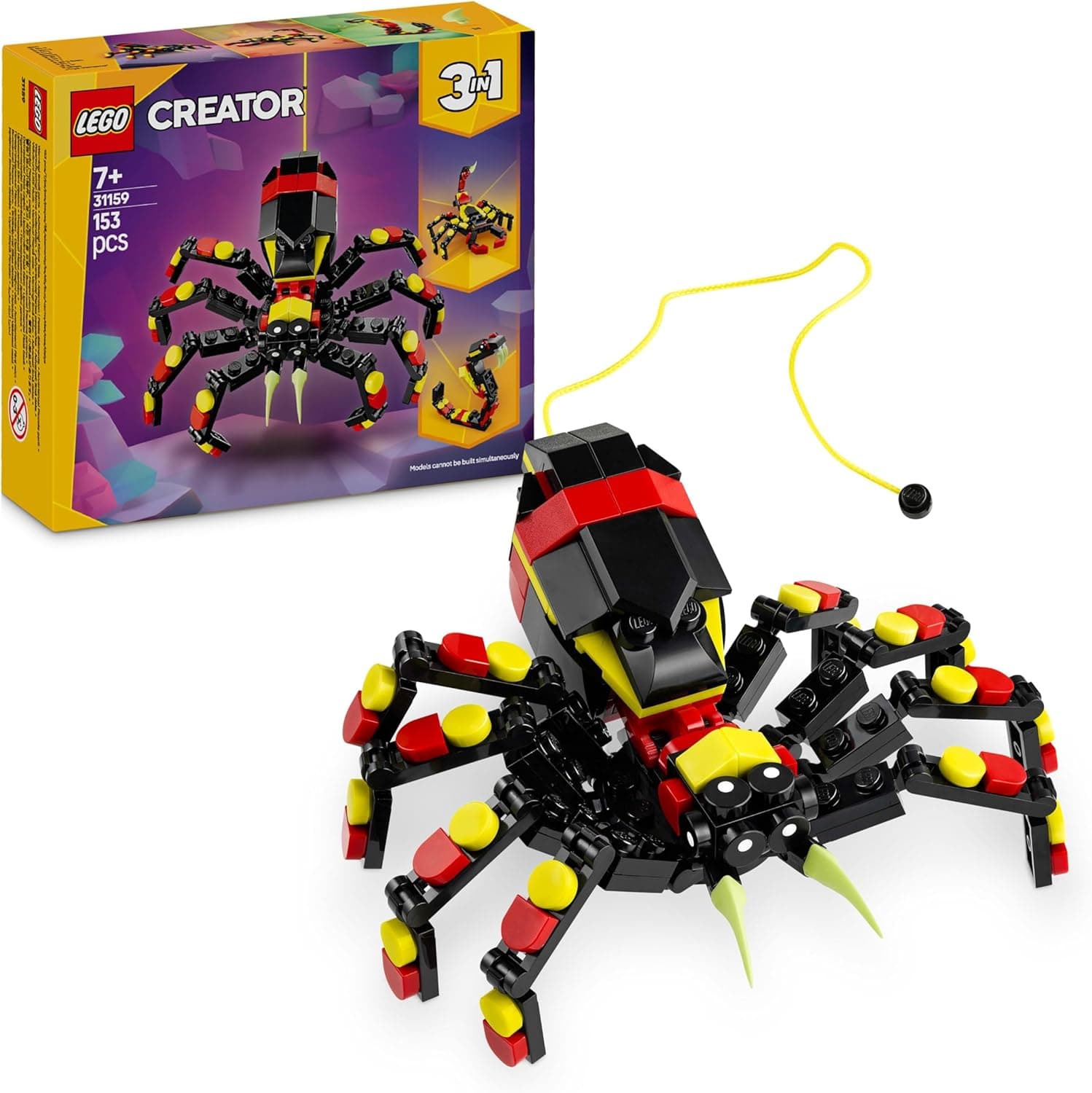 LEGO Creator 3 em 1 fauna selvagem: Lustre misterioso, conjunto de construção transformável em cobra de brinquedo ou escorpião, jogo com animais, presente para meninos e meninas de 7 anos ou mais