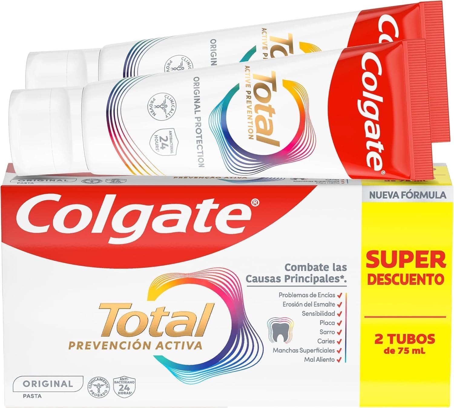 Colgate Total prevenção ativa original pasta de dentes 2 x 75 ml