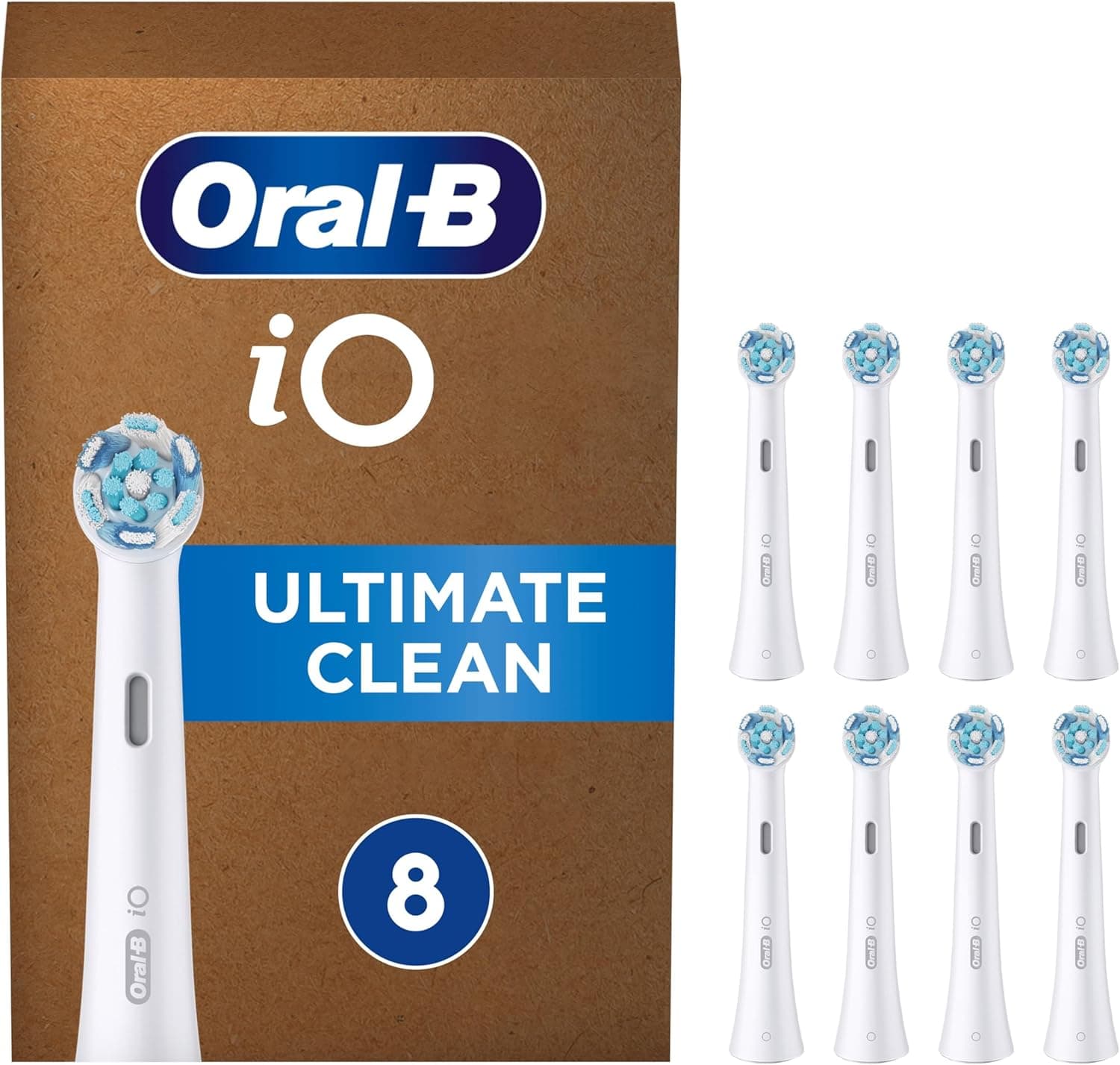 Oral-B Series iO Ultimate Clean cabeças de substituição originais, conjunto de 8 peças brancas para escovas de dentes elétricas oral - B iO, remoção profunda da placa bacteriana