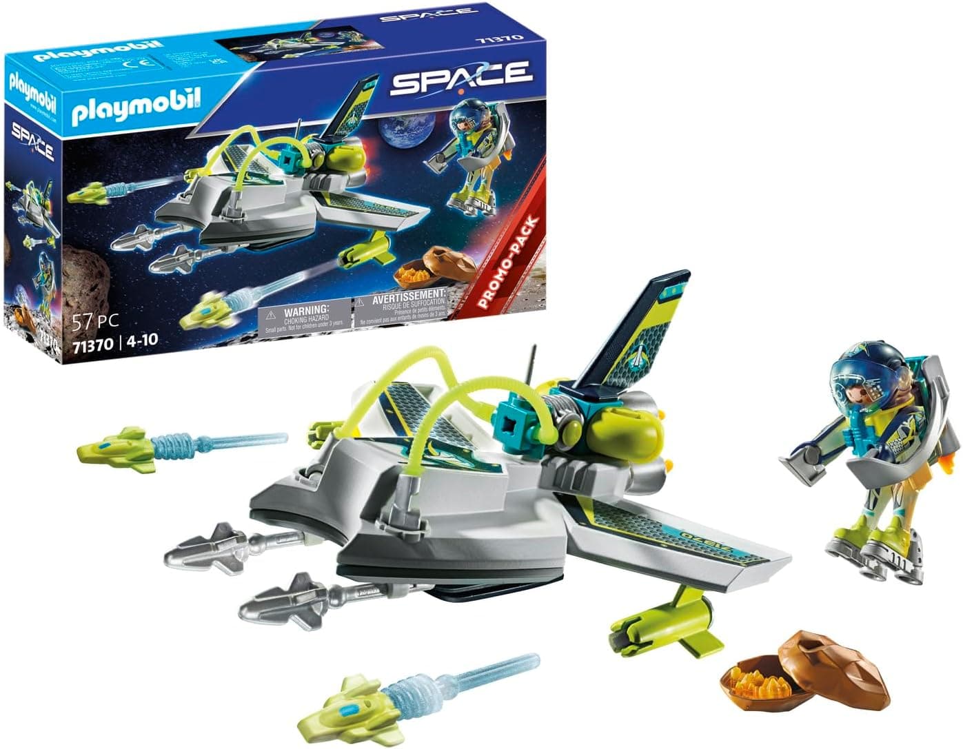 PLAYMOBIL Space Promo Packs 71370 missão espaço dron, voo espacial, Jet Bag e canhões de tiro, brinquedos para crianças a partir de 4 anos 