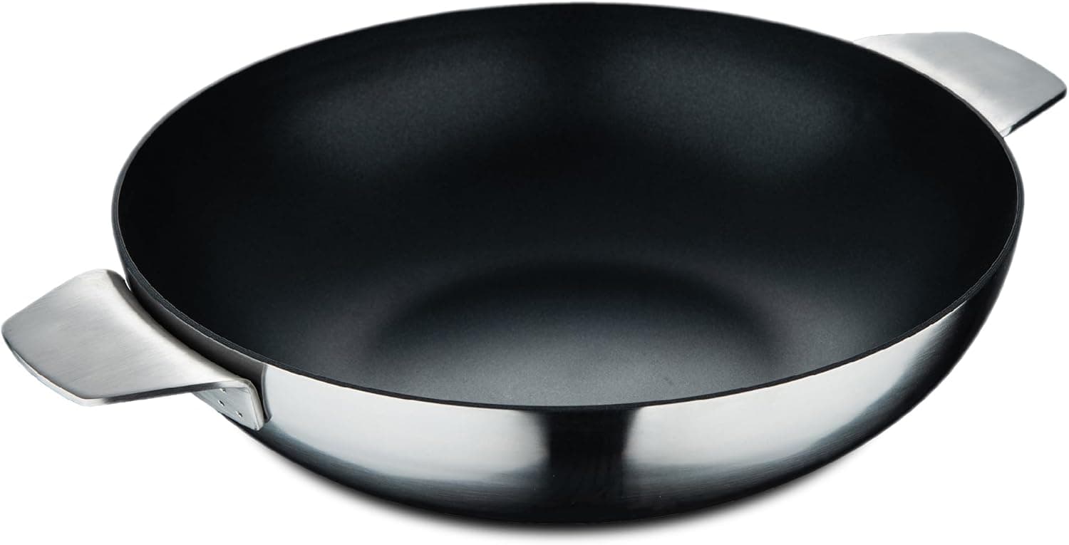 MasterPro SIGMA - Wok Sem tampa 28 cm 9,23 L aço inoxidável - revestimento cerâmico Swiss Crystals - cabo comprido - adequado para todas as cozinhas, lavagem à mão recomendada