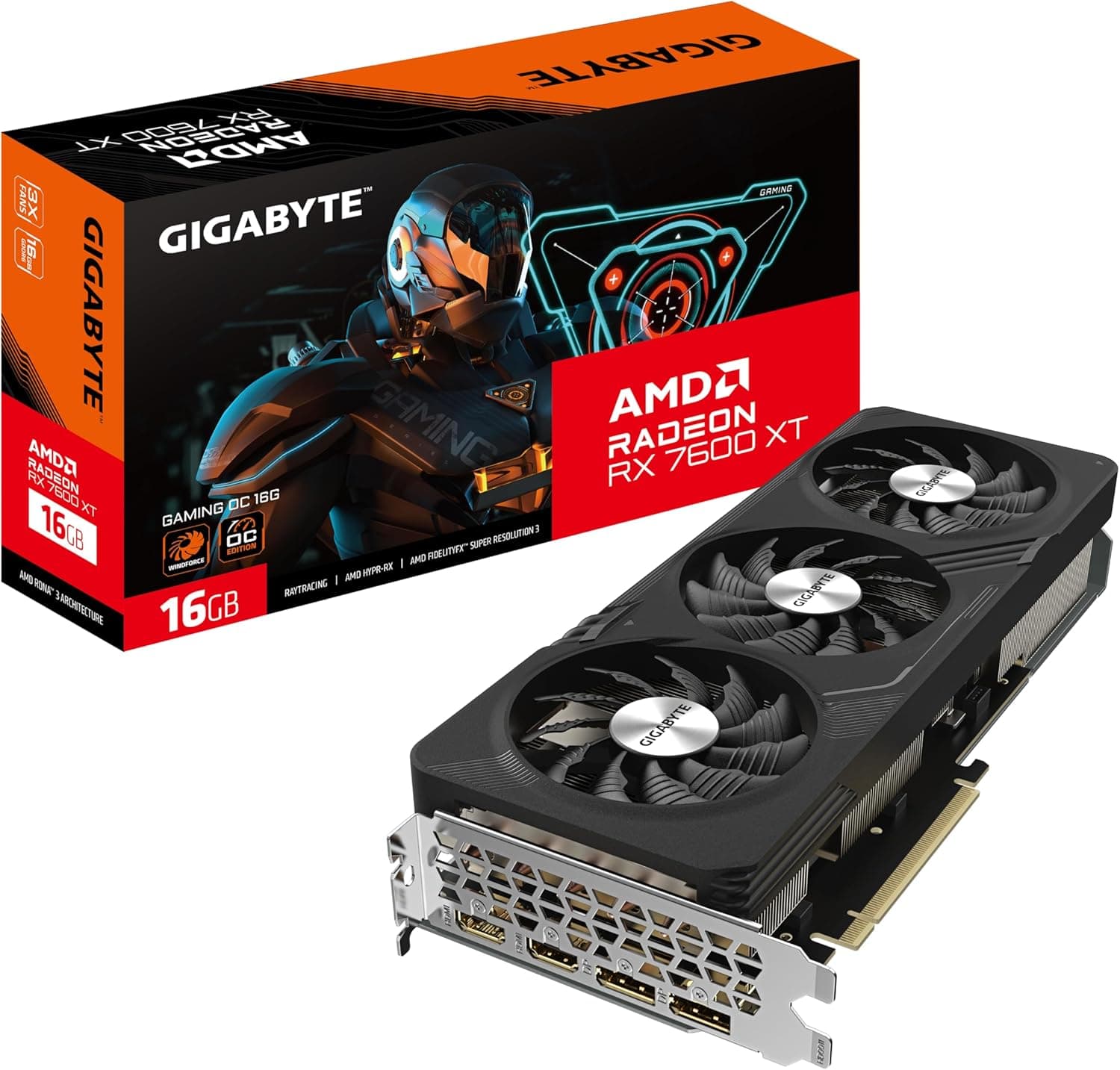 Gigabyte Radeon RX 7600 XT Gaming OC Placa gráfica de 16 GB, núcleo de 2810 MHz, 16 GB GDDR6 18000 MHz 128 bits, PCI-E 4.0, 2 DP 1,4, 2 HDMI 2.1a, arquitetura leitura RDNA, fusão RGB, GV-R76XTGAMING