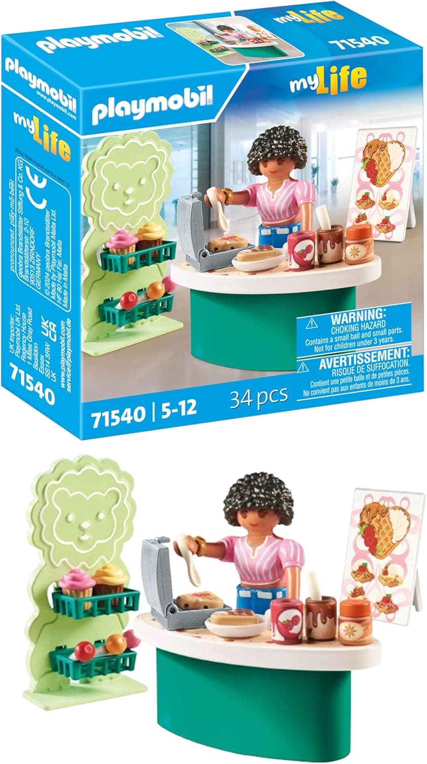 PLAYMOBIL myLife 71540 Posto de doces, deliciosos lanches, waffles e bolos, brinquedos para crianças a partir de 5 anos