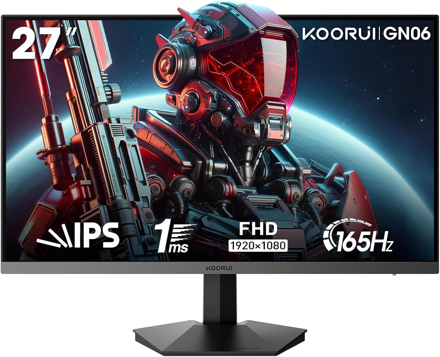 KOORUI Gaming Monitor de 27 polegadas, 165Hz, FHD (1920 × 1080), IPS, 1 ms GTG, Adaptive Sync, compatível com VESA de 75  75 mm, DCI-P3 a 90% (HDMI, DisplayPort) preto
