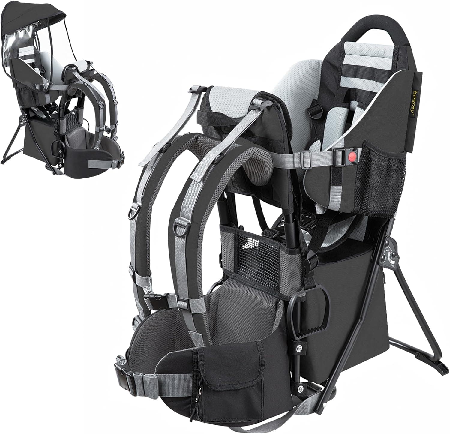 besrey Kraxe - Mochila porta-bebés com bolsa de armazenamento, porta-bebés para viagens, para caminhadas de 6 a 36 meses, assento de até 18 kg, dobrável
