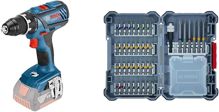Bosch Professional 18 V System GSR 18 V-28 - parafuso a bateria (63 Nm, sem bateria) 40 unidades. Conjunto de pontas aparafusar (Pick and Click, acessórios para berbequim e chave de fendas)