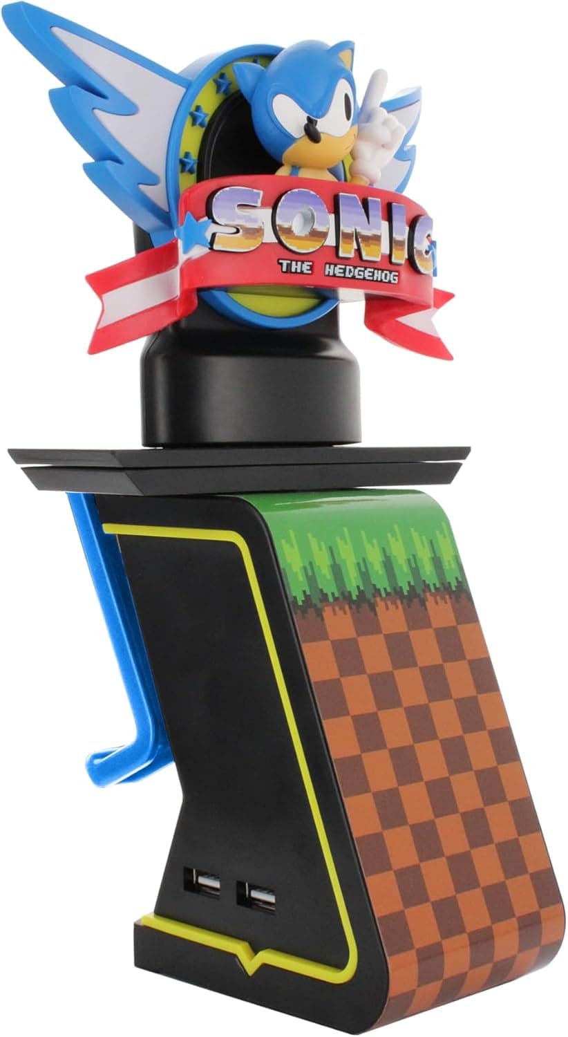 Cable Guys Sonic the Hedgehog Cable Guys Light Up Ikon Acessórios para jogos Suporte e suporte para telefone para a maioria dos controles (Xbox, Play Station, Nintendo Switch) e telefone