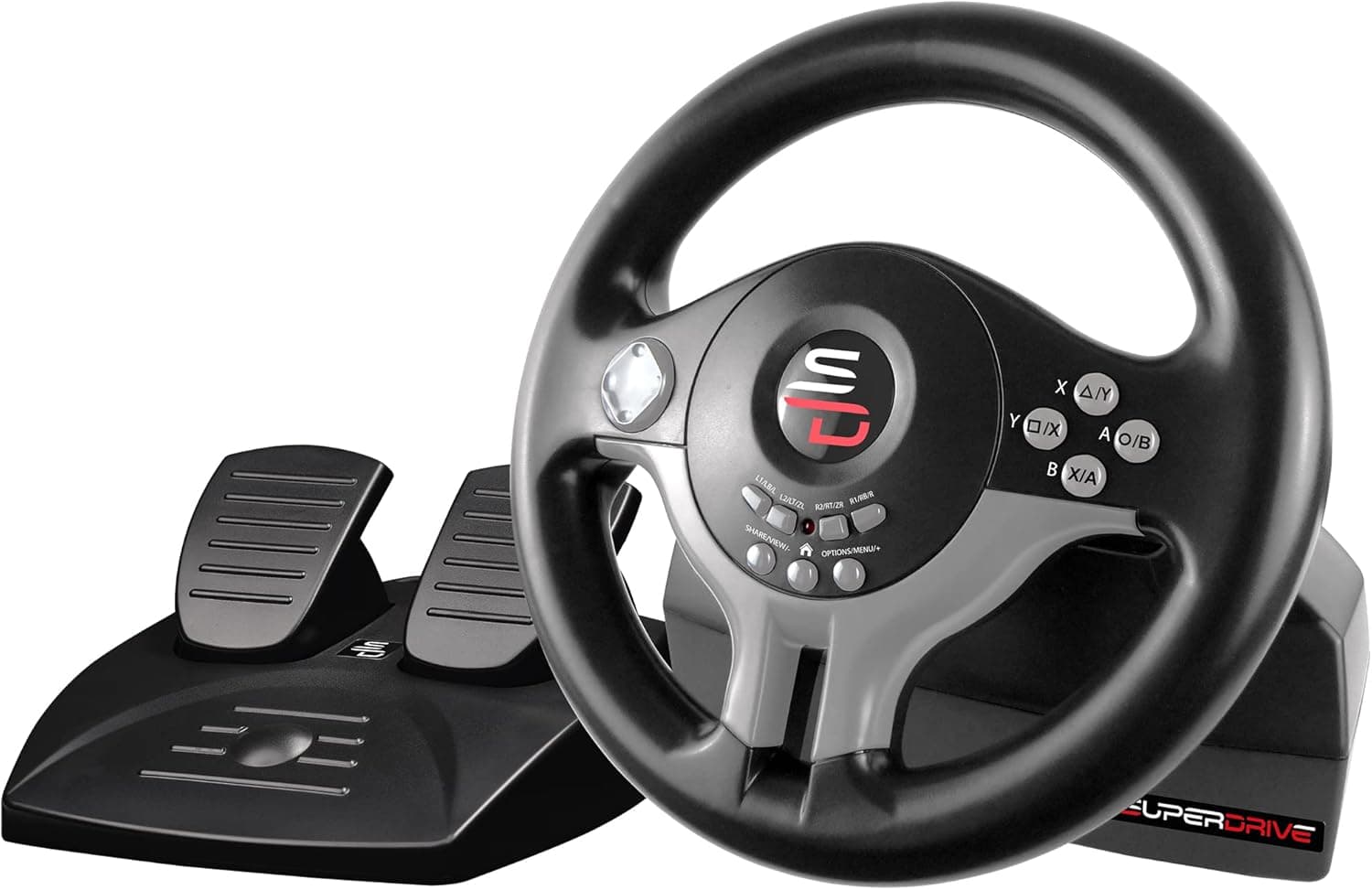 Subsonic SV250 Superdrive - Volante com pedais e paddle shifters para Nintendo Switch, PS3, PS4, Xbox One, PC