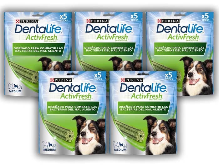 Purina Dentalife Activfresh Medium, Snack Dental, mal aliento, premio para perros medianos , 5 sticks x 6 unidades