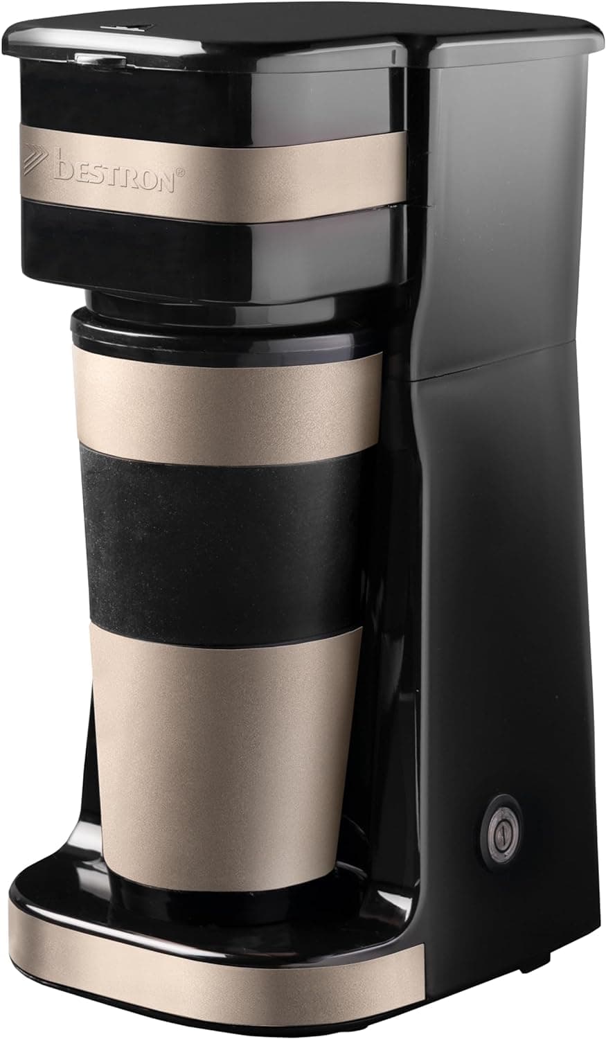 Bestron Máquina de café, cafeteira com copo isolado, para filtro de café moído, 2 chávenas grandes, 750 watts, aço inoxidável, 0,42 litros, cor: Bege claro