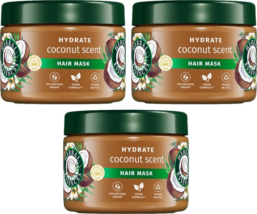 Herbal Essences Máscara hidratante aroma coco, 300 ml, hidratação intensa cabelo muito seco x3