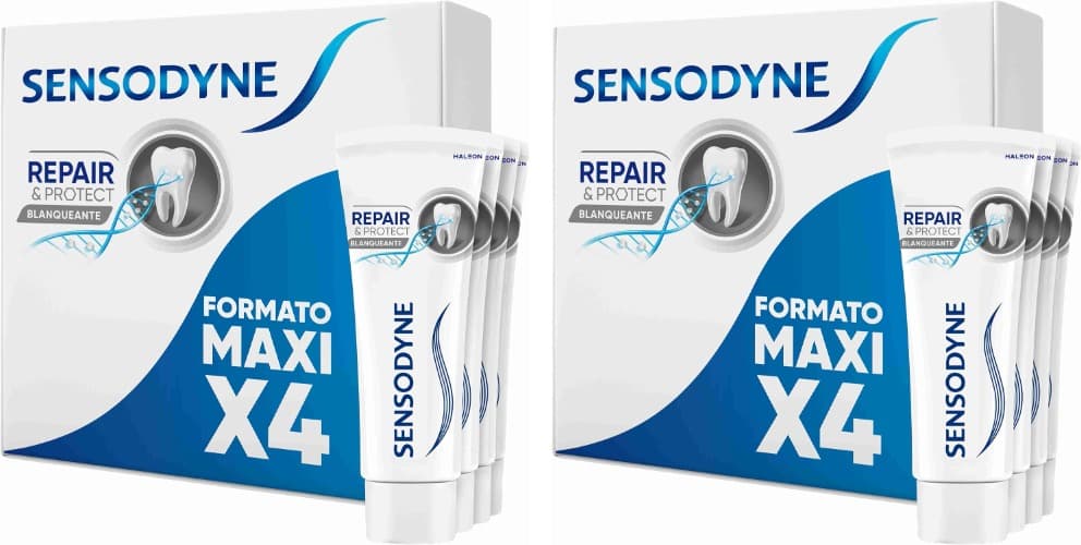 Sensodyne Repair & Protect pasta de dentes branqueada, proteção contra sensibilidade dentária, reparação profunda, 8 x 75 ml