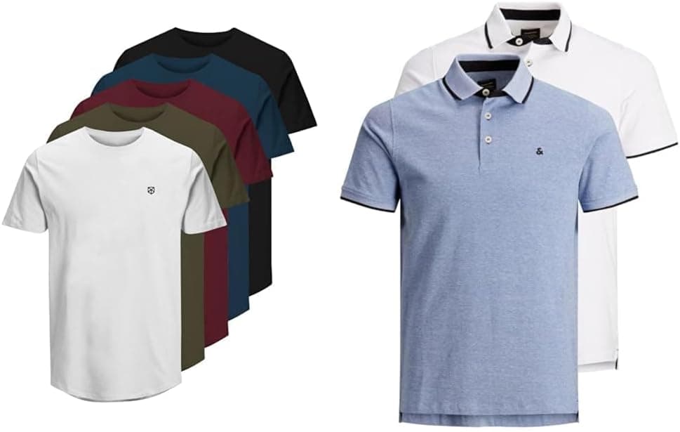 JACK & JONES Conjunto de 4 t-shirts e 2 polos para homem, XL