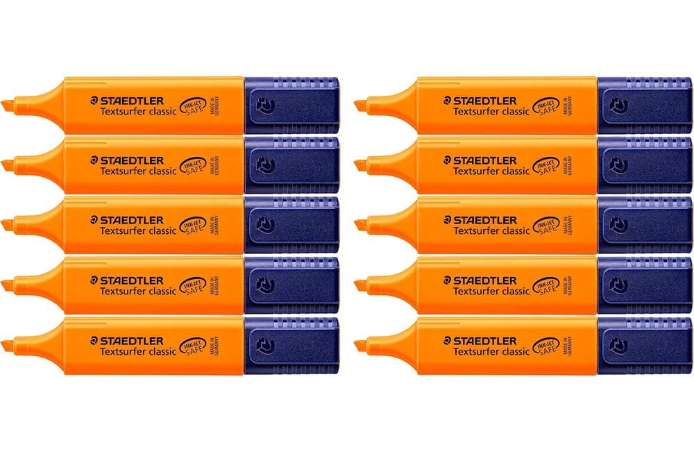 STAEDTLER 364-4 - Pacote de 10 marcadores fluorescente, cor laranja