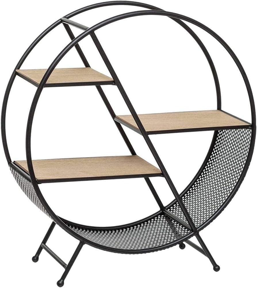 Prateleira de armazenamento de metal redonda Avilia de 55,5 cm, elegante e versátil, adequada para casa, escritório e ambientes modernos ou tradicionais
