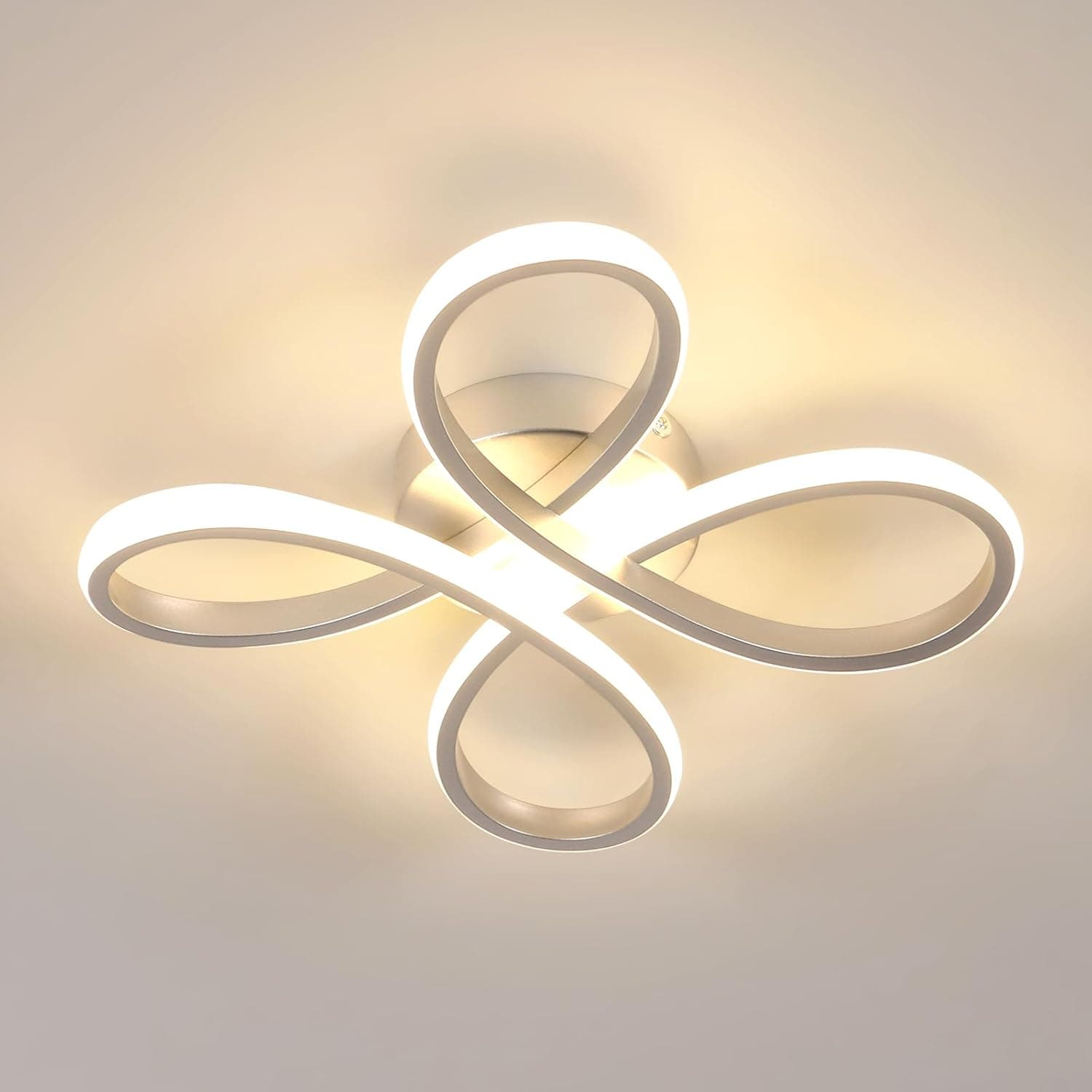 Comely Plafon LED teto moderno, 30 W 3375 LM candeeiros de teto, iluminação de teto de acrílico em forma de flor para quarto sala de estar de jantar, luz quente 3000 K, dia 30 cm, prata