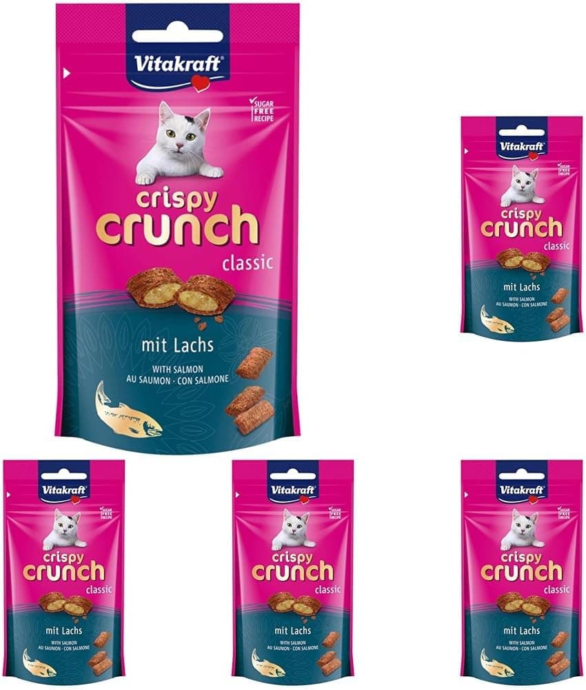 Vitakraft Salmão crocante para gatos, deliciosas e crocantes - 60 g (embalagem de 5)