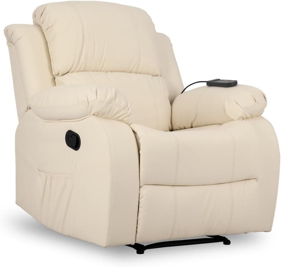 Don Descanso - poltrona massagem Relax calor Trevi creme reutilizável de 160º com 8 motores silenciosos, calor lombar, Sist. Massagem 4 zonas e acabamento em PU anti-quarto [inclui comando]. Ideal
