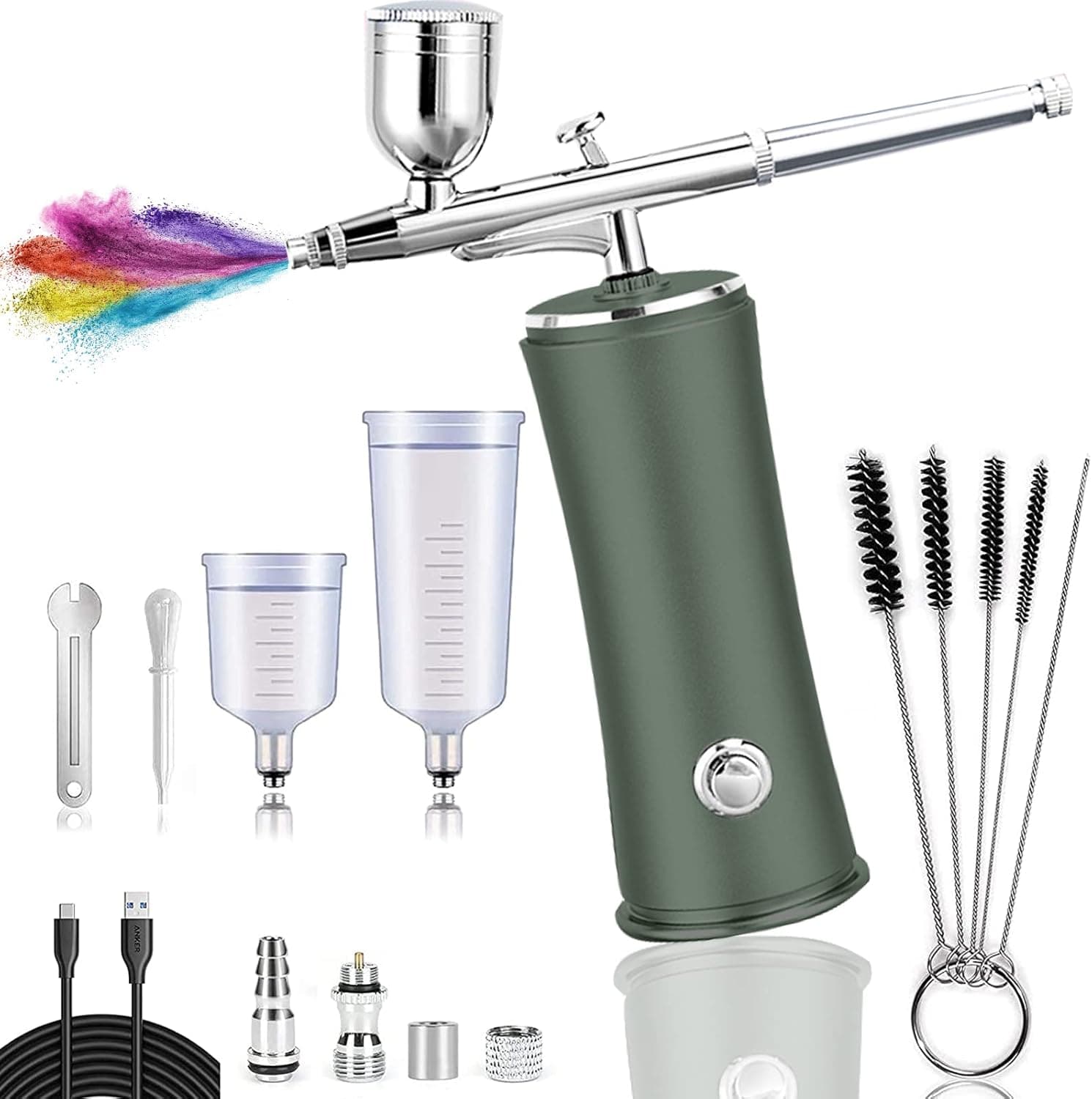 AUPERTO Conjunto de aerógrafo sem fios, portátil, recarregável por USB, pistola de ar comprimido para unhas, tatuagens, decoração de unhas, bolos, maquilhagem, modelismo e outros artesanato, cor vermelha