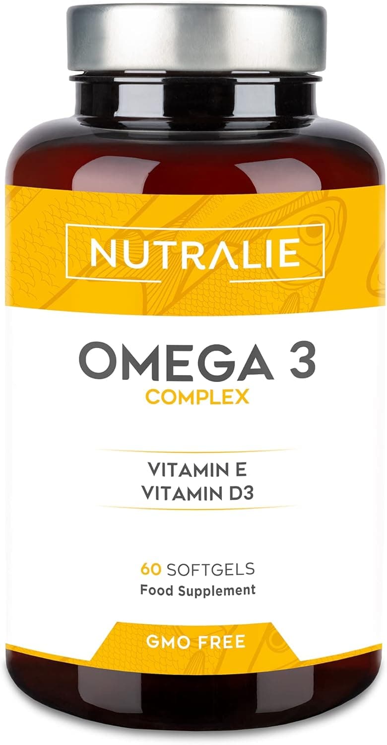 Omega 3 cápsulas 2000 mg Puro, DHA e EPA alta concentração - óleo de peixe vitaminas D E, 60 cápsulas Fish Oil Omega 3 Nutralie (sem aditivos)