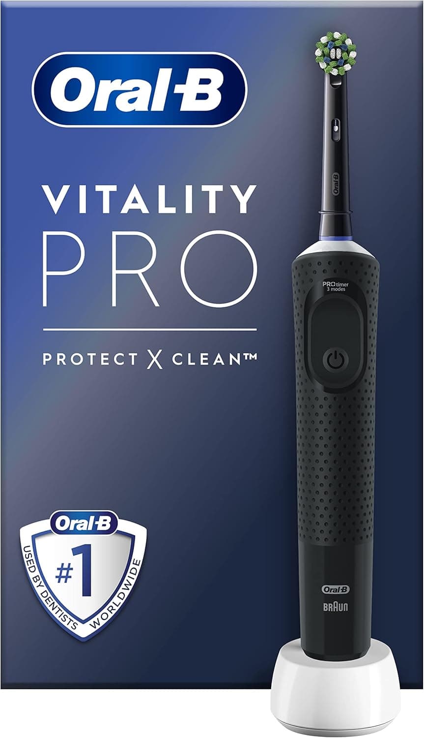 Oral-B Vitality Pro Escova de dentes elétrica com cabo recarregável e 1 cabeça, desenhada por Braun, presentes originais - preto