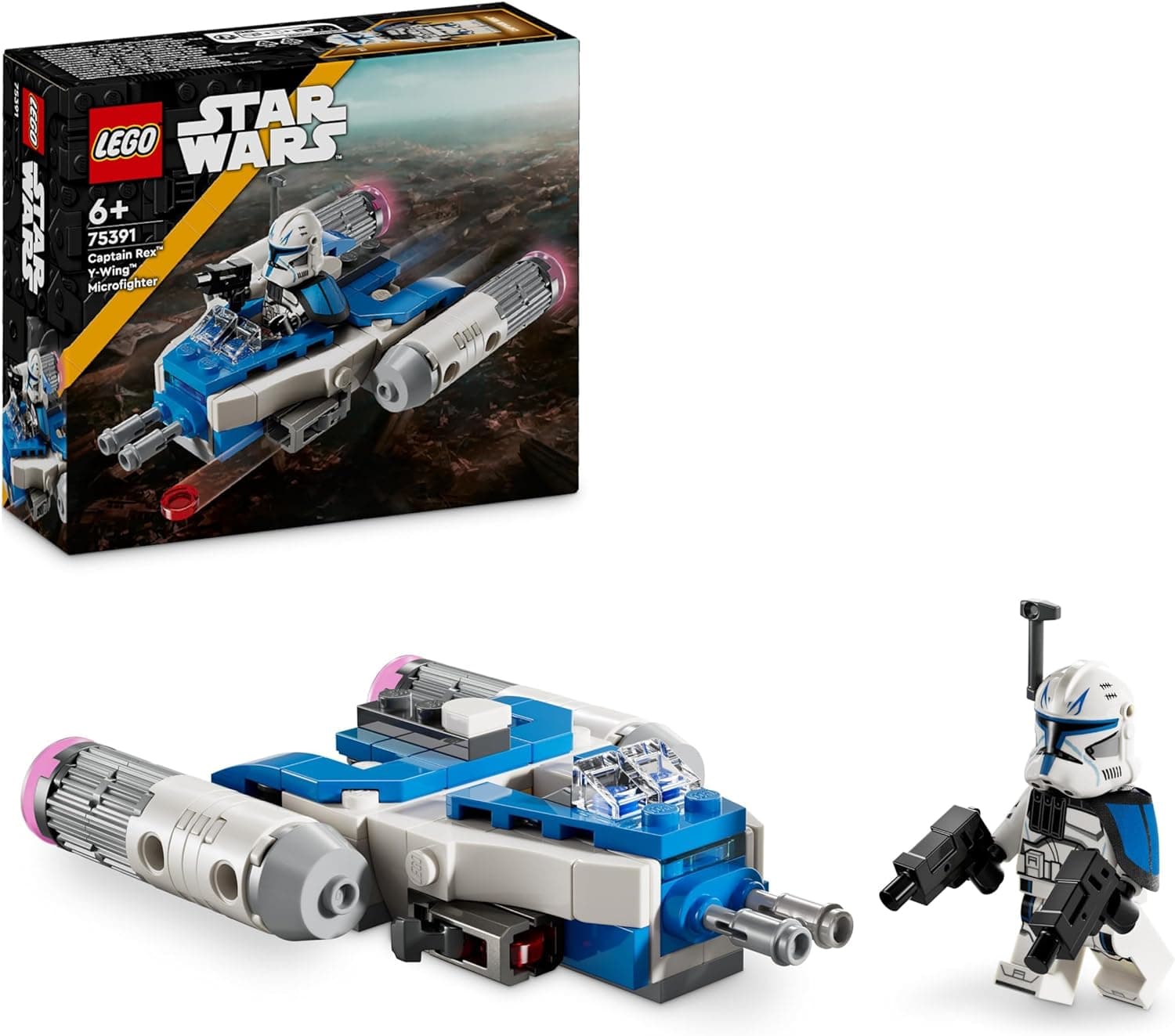 LEGO Star Wars: As guerras Clone Microfighter: asa Y do capitão Rex Nave Estelar de brinquedo colecionável para construir e minifigura, presente para meninos e meninas de 6 anos ou mais 75391