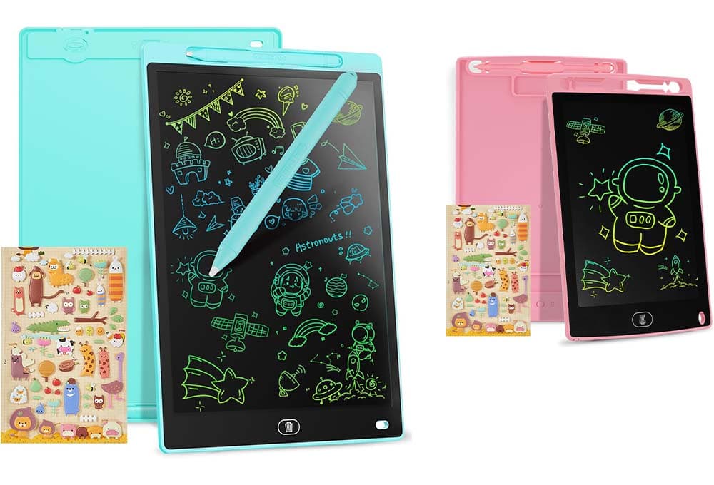 Genialba Tablet de escrita LCD de cores de 12, placa de desenho eletrónico - placa de graffiti com quadro de desenho apagável portátil, presente para crianças (azul)