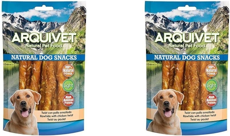 Arquivet, Twist com frango enrolado, Natural Dog Snacks, Snacks cães, 13 cm, 100 g (embalagem de 2)