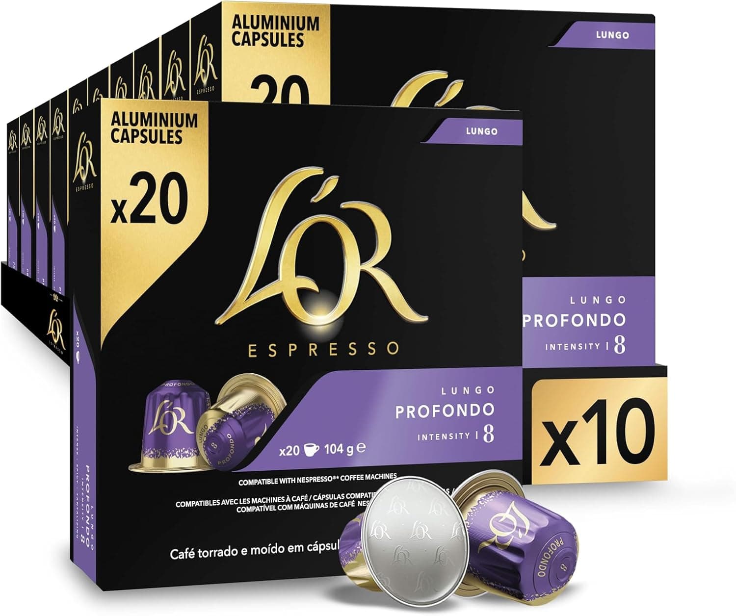L'OR Espresso Café Cápsulas Lungo Profundo | 200 cápsulas, compatíveis Nespresso (R) 