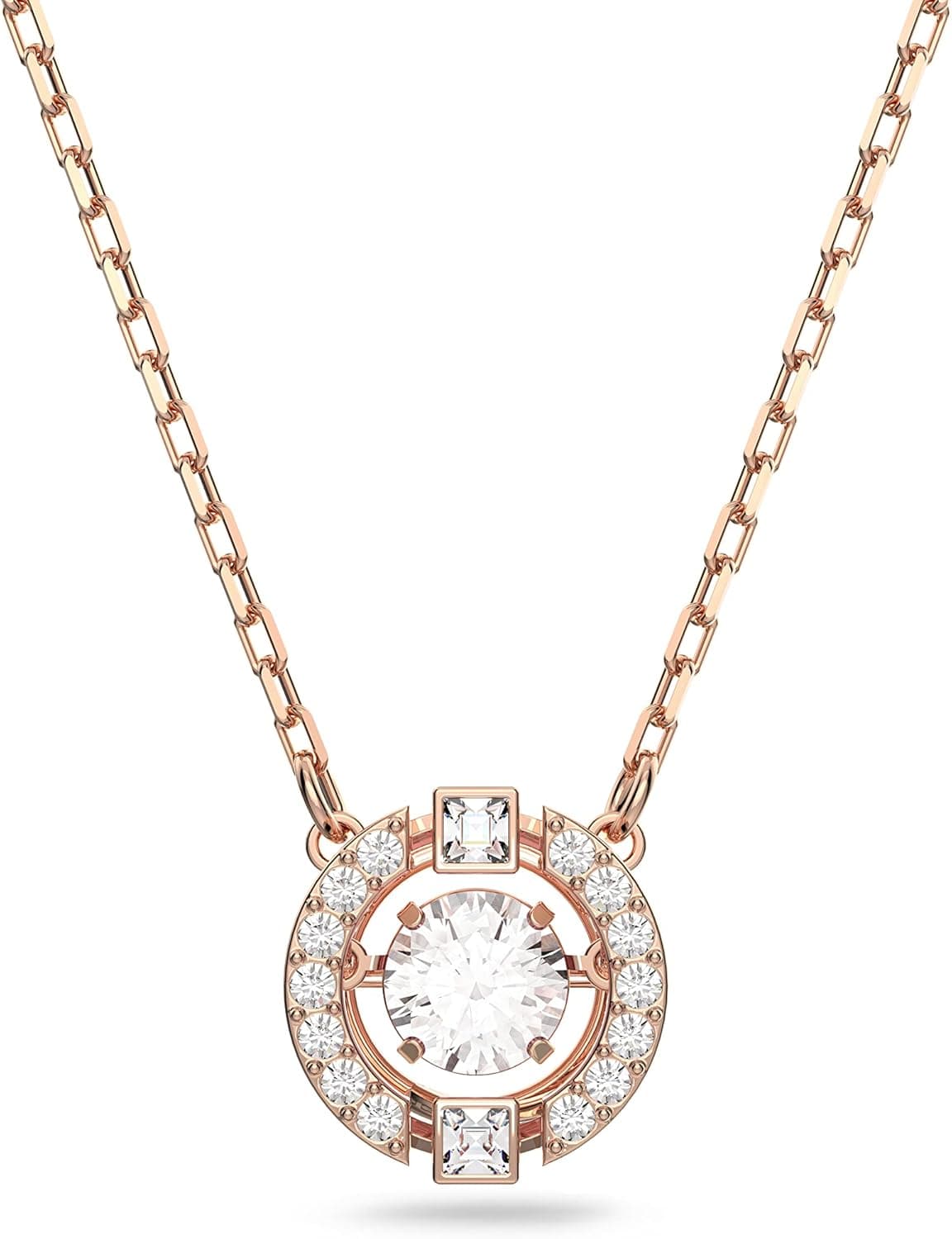Swarovski Colar Una, Lapidação redonda, Branco, Lacado a rosa dourado 
