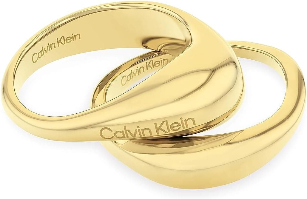 Calvin Klein Anel para mulher coleção ELONGATED DROPS em ouro amarelo 