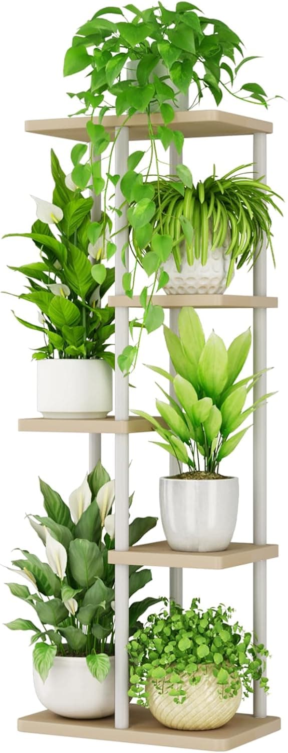 Bamworld Suporte para plantas de interior de metal de 5 níveis