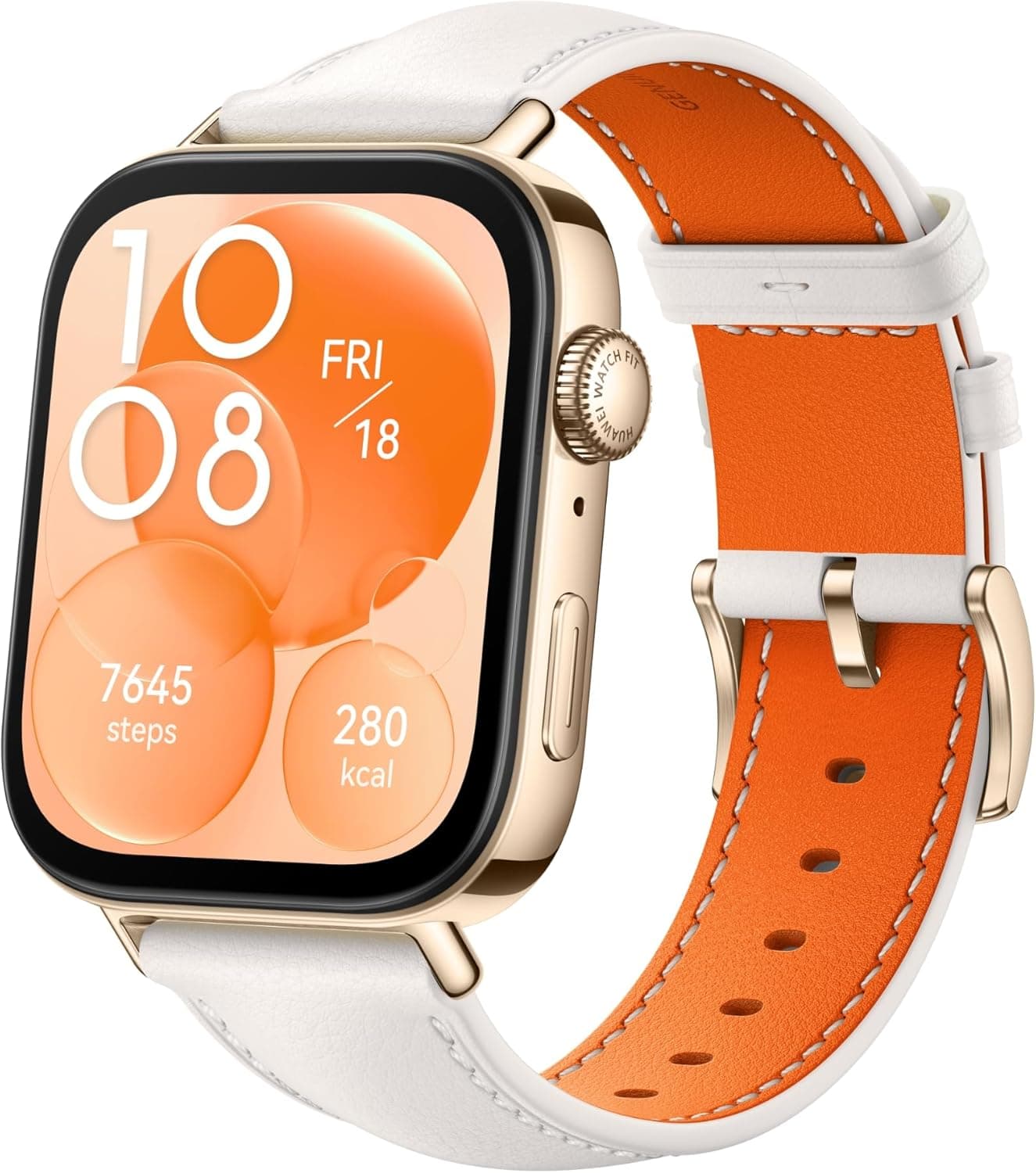 Huawei Watch FIT 3 Ecrã AMOLED de 1,82 polegadas, design ultrafino, chamadas por Bluetooth, bateria de até 10 dias, compatível com Android e iOS, couro branco