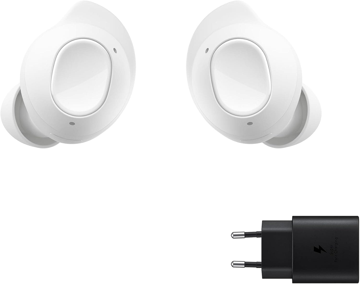 Samsung Galaxy Buds FE Carregador, auriculares sem fios, cancelamento de ruído ativo, ajuste confortável, 3 microfones, controlo tátil, baixos graves, branco