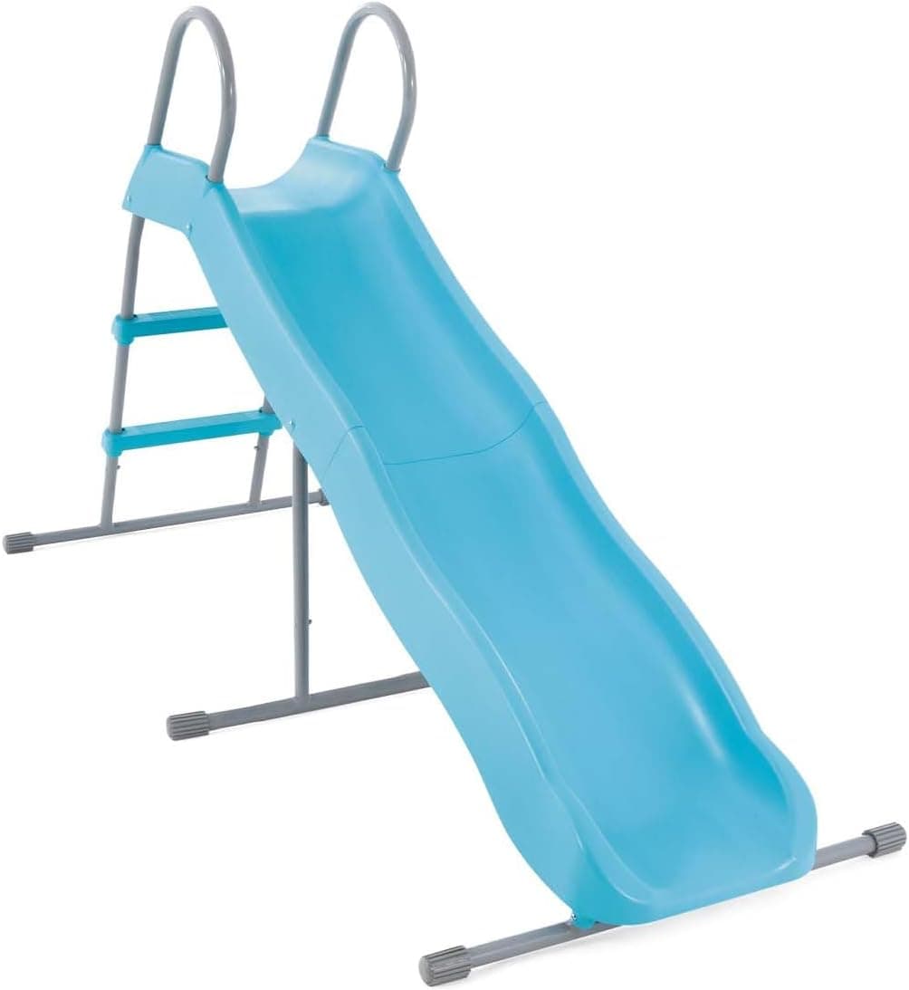 Intex Escorrega infantil, azul, 84 x 196 x 119 cm, 2 degraus, perna estabilizadora, estrutura de aço, superfície lisa de PVC, escorrega para crianças, jogos exteriores, brinquedo para 3-10 anos