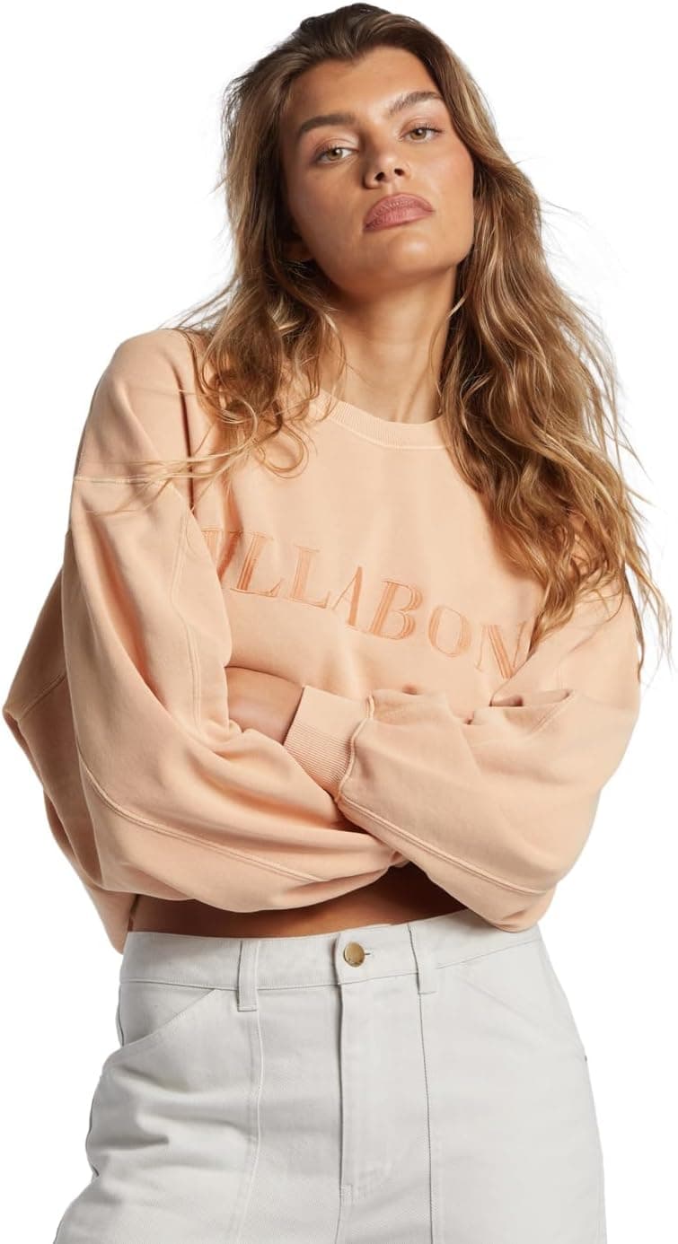 Billabong Palmin Kendal Crew Camisola, Baked Clay, padrão para mulher, Argila cozida, S