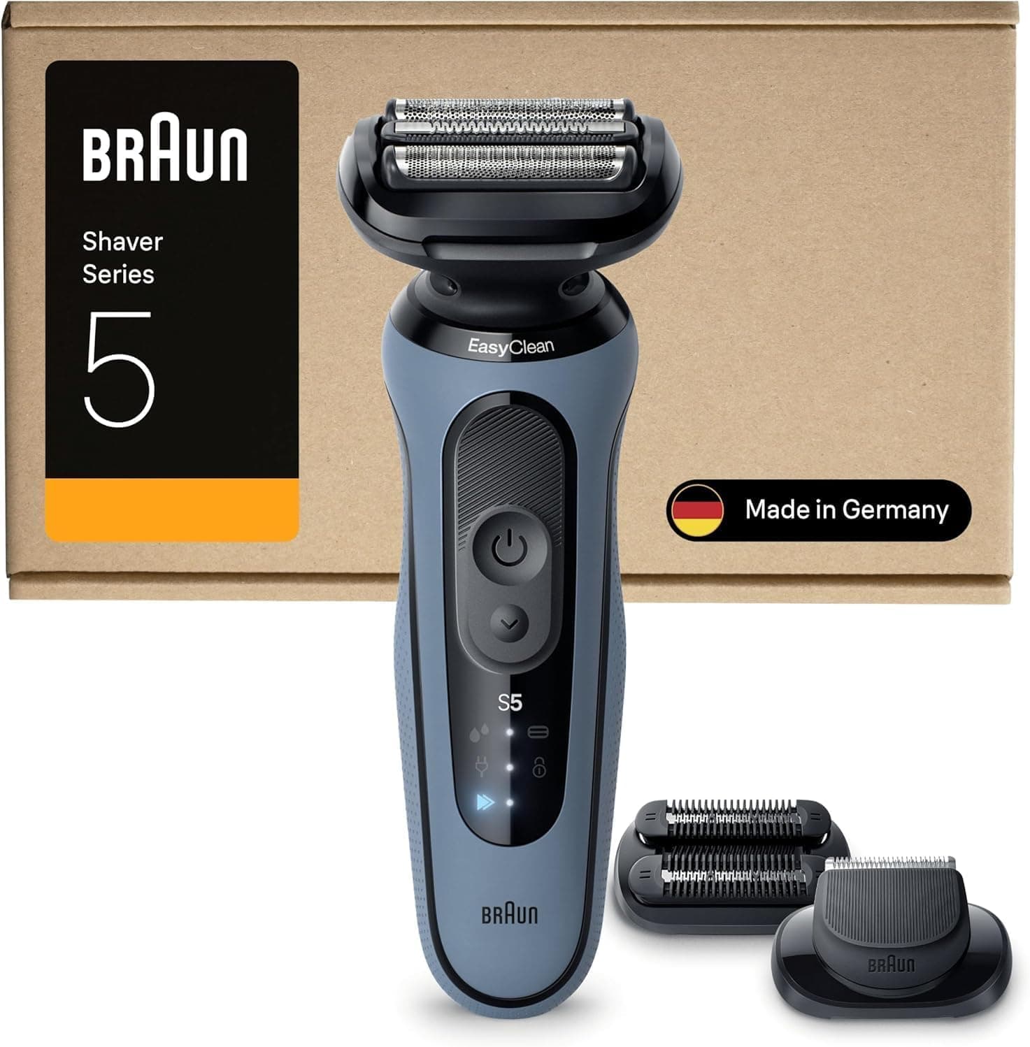Braun Series 5 52-A1820SI | Máquina de barbear elétrica para homem Wet & Dry com 2 modos de corte, 2 acessórios e estojo de transporte