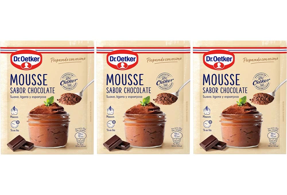 DR. OETKER Mousse de chocolate, 4 porções cada, 73 g x 3