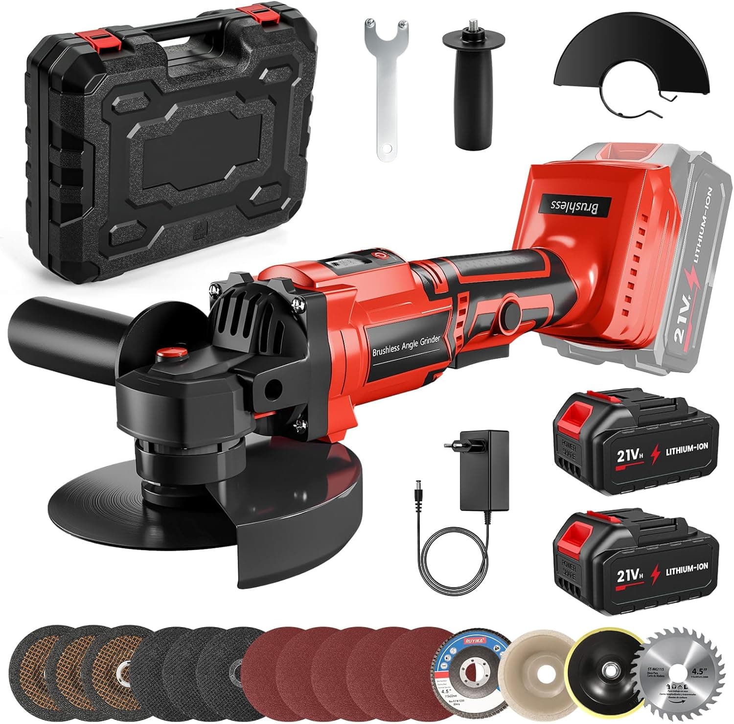 Gpanvor 21V | Rebarbadora sem fios com motor brushless 13000 RPM 2 baterias de 3.0Ah e visor digital