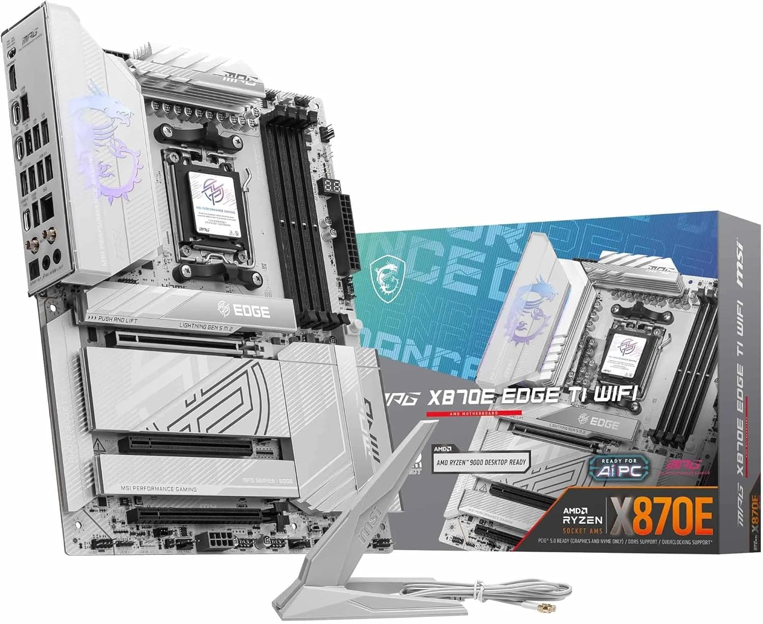 MSI MPG X870E Edge TI WiFi | Motherboard ATX com suporte para AMD Ryzen, DDR5, PCIe 5.0, M.2 Gen5, Wi-Fi 7 e 5G LAN
