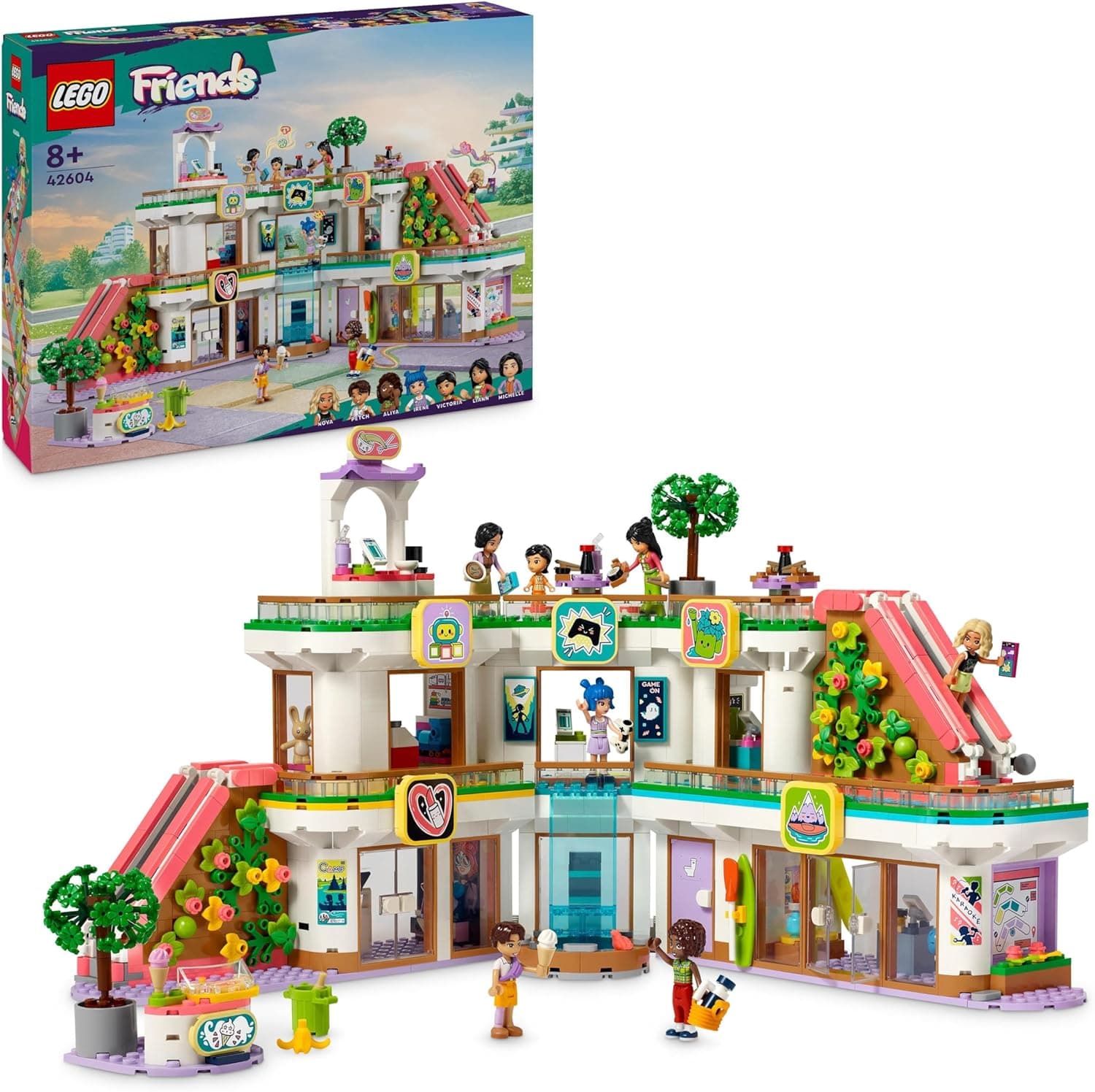 LEGO Friends Centro Comercial de Heartlake City brinquedo de casa de bonecas apra o jogo de papel, casaco de construção com mini bonecas de personagens