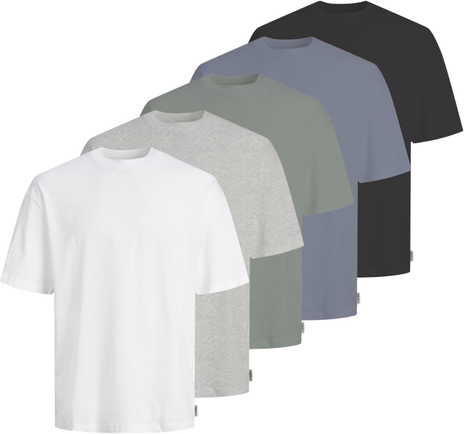 JJ REBEL Jreb-t-shirt de manga (5 unidades, corte folgado) (embalagem de 5) para homem