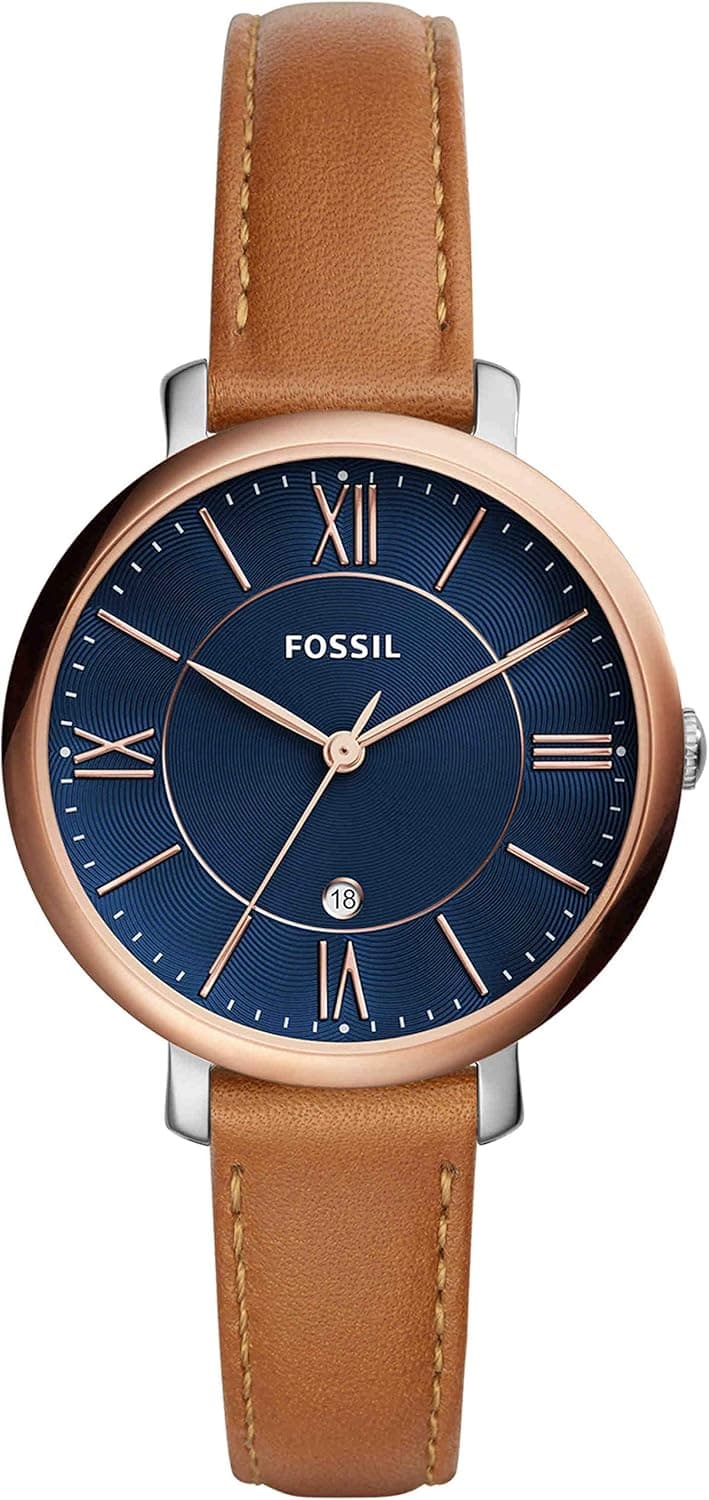 Fossil Jacqueline Relógio para mulher, movimento de quartzo com correia de aço ou pele