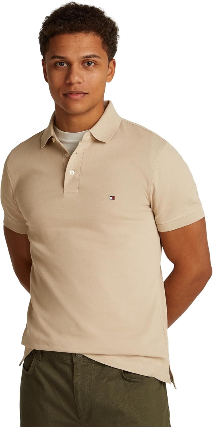 Tommy Hilfiger Polo de manga curta para homem 1985 Slim Fit